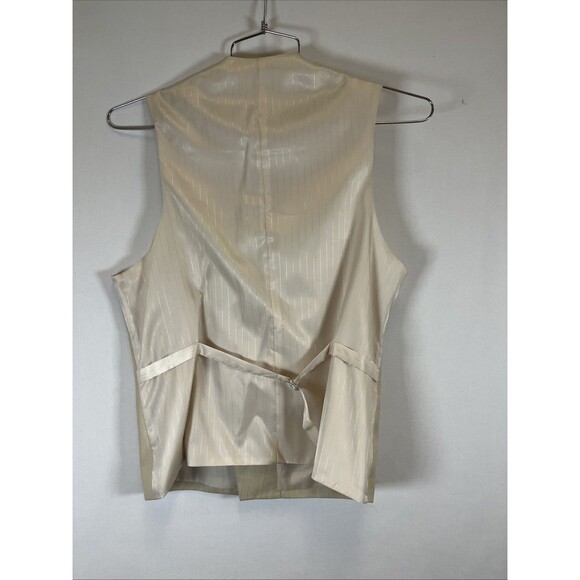 2pc EJ Samuel Tan Cream Stripe Sport Coat 4 Btn Jacket Blazer and Vest 38R New - Picture 8 of 8